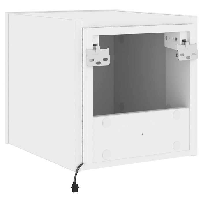 Comode TV de perete cu lumini LED, 2 buc., alb, 30,5x35x30 cm - WALTI WALTI