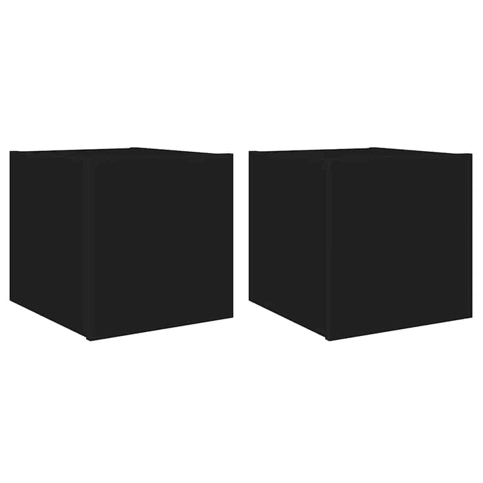 Comode TV de perete cu lumini LED, 2 buc., negru, 30,5x35x30 cm - WALTI WALTI