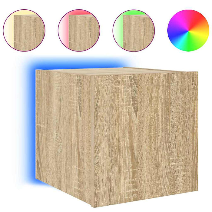 Comodă TV de perete cu lumini LED, stejar sonoma, 30,5x35x30 cm - WALTI WALTI