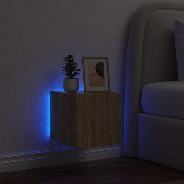 Comodă TV de perete cu lumini LED, stejar sonoma, 30,5x35x30 cm - WALTI WALTI