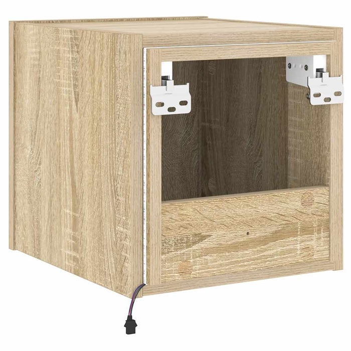 Comodă TV de perete cu lumini LED, stejar sonoma, 30,5x35x30 cm - WALTI WALTI