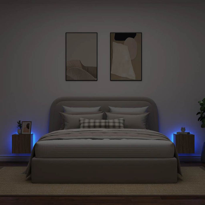 Comodă TV de perete cu LED, 2 buc. stejar sonoma, 30,5x35x30 cm - WALTI WALTI