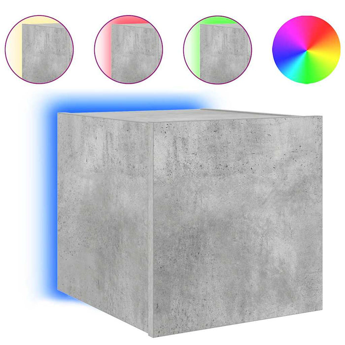 Comodă TV de perete cu lumini LED, gri beton, 30,5x35x30 cm - WALTI WALTI