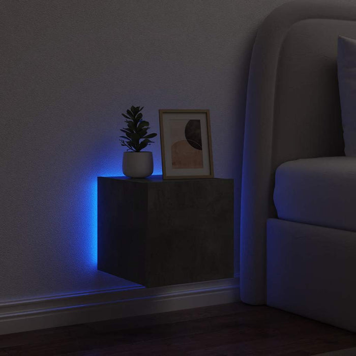 Comodă TV de perete cu lumini LED, gri beton, 30,5x35x30 cm - WALTI WALTI