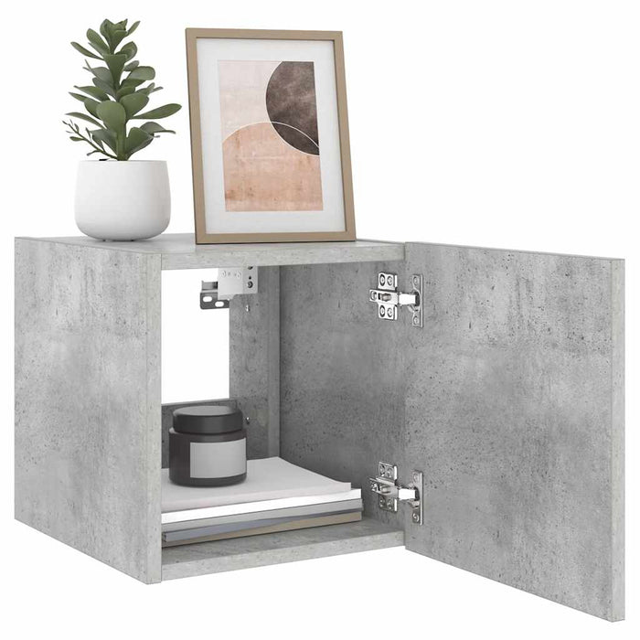 Comodă TV de perete cu lumini LED, gri beton, 30,5x35x30 cm - WALTI WALTI