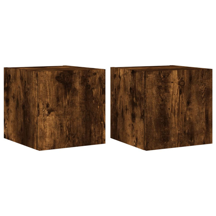 Comodă TV de perete cu LED, 2 buc. stejar fumuriu, 30,5x35x30cm WALTI