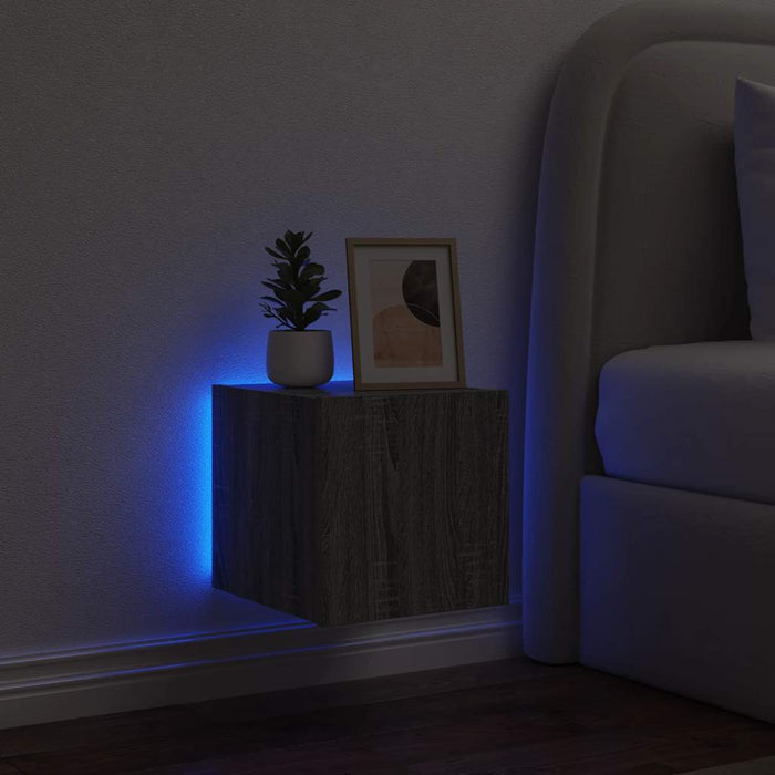 Comodă TV de perete cu lumini LED, gri sonoma, 30,5x35x30 cm - WALTI WALTI