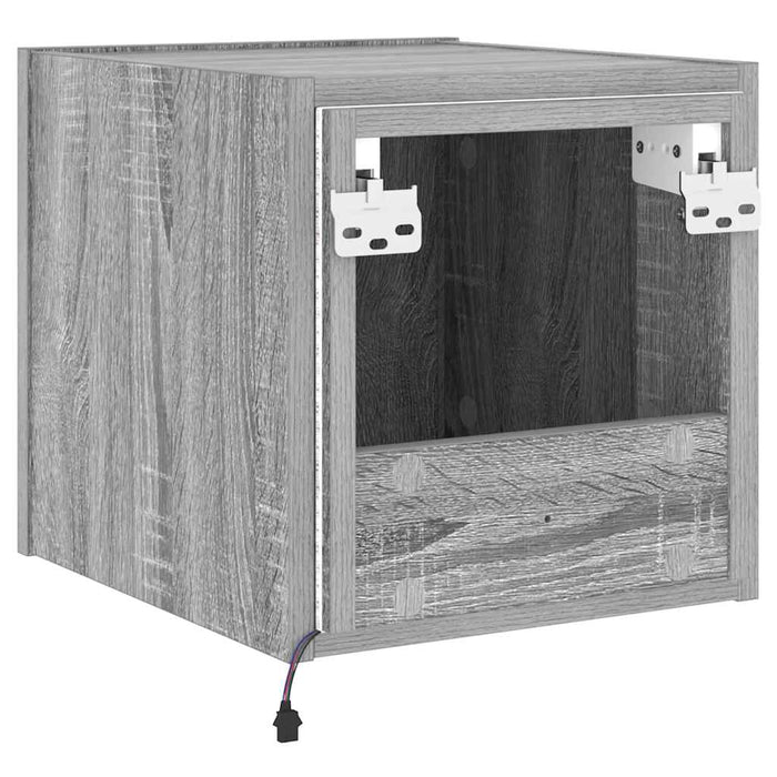 Comodă TV de perete cu lumini LED, gri sonoma, 30,5x35x30 cm - WALTI WALTI