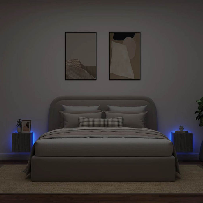 Comode TV cu lumini LED, 2 buc., gri sonoma, 30,5x35x30 cm - WALTI WALTI