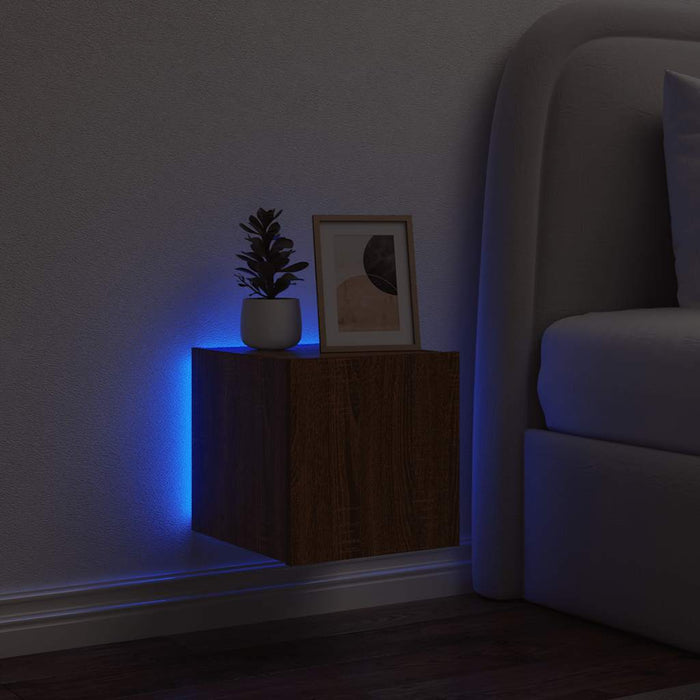 Comodă TV de perete cu lumini LED, stejar maro, 30,5x35x30 cm - WALTI WALTI