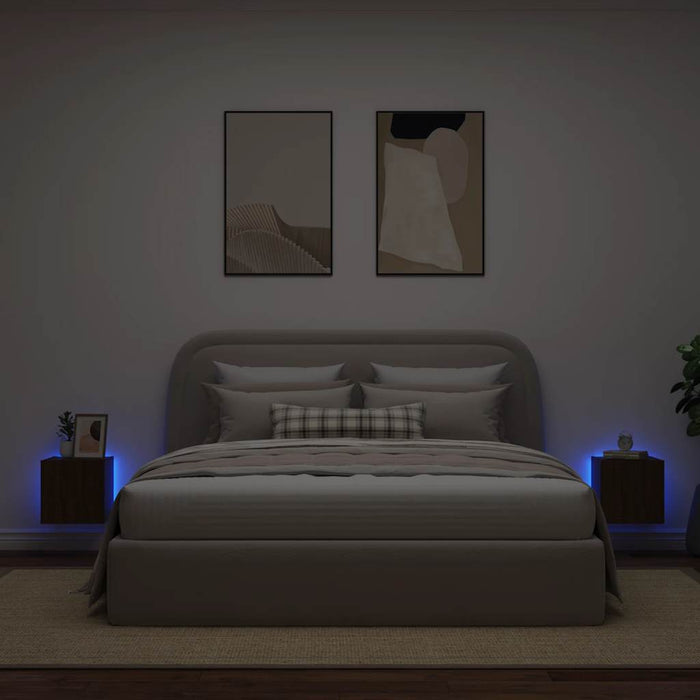 Comodă TV de perete cu LED, 2 buc. stejar maro, 30,5x35x30 cm - WALTI WALTI