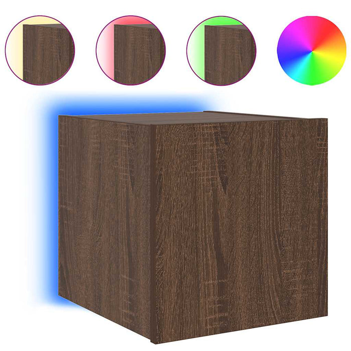 Comodă TV de perete cu LED, 2 buc. stejar maro, 30,5x35x30 cm - WALTI WALTI