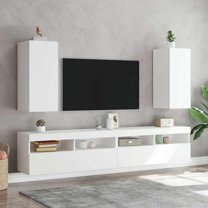 Comodă TV de perete cu lumini LED, alb, 30,5x35x70 cm - WALTI WALTI