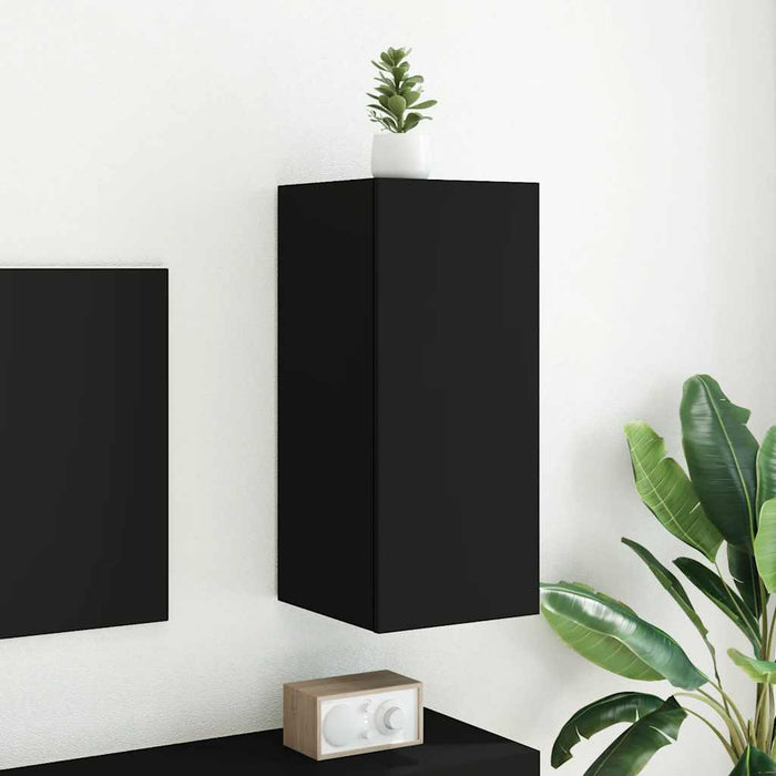 Comodă TV de perete cu lumini LED, negru, 30,5x35x70 cm - WALTI WALTI