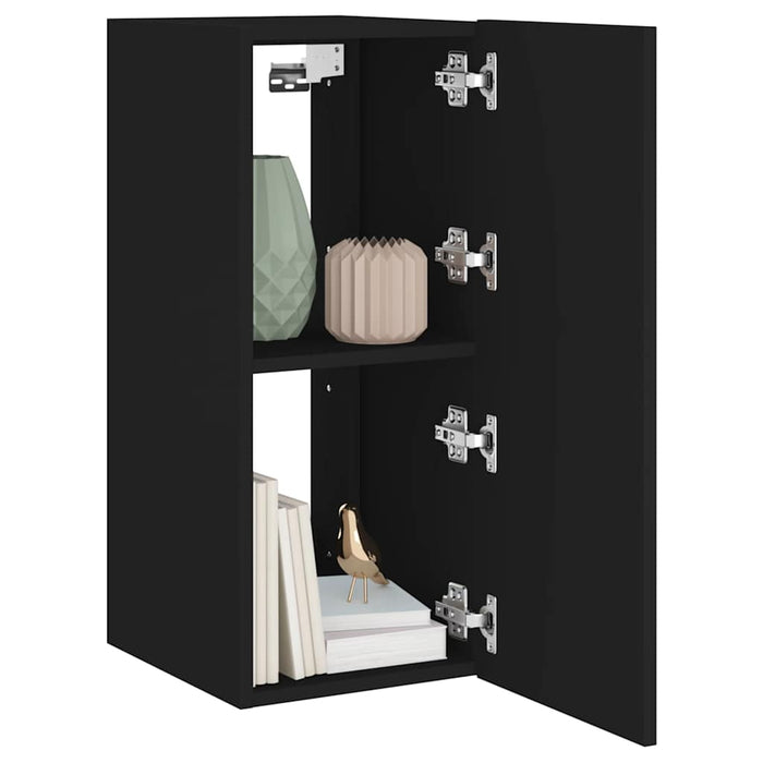 Comodă TV de perete cu lumini LED, negru, 30,5x35x70 cm - WALTI WALTI