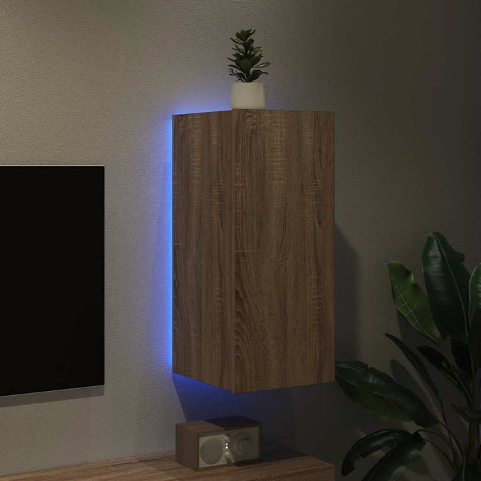 Comodă TV de perete cu lumini LED, stejar sonoma, 30,5x35x70 cm - WALTI WALTI
