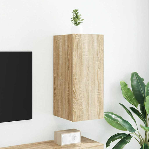 Comodă TV de perete cu lumini LED, stejar sonoma, 30,5x35x70 cm - WALTI WALTI
