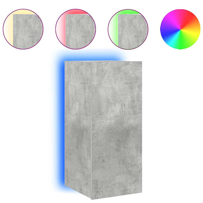Comodă TV de perete cu lumini LED, gri beton, 30,5x35x70 cm - WALTI WALTI