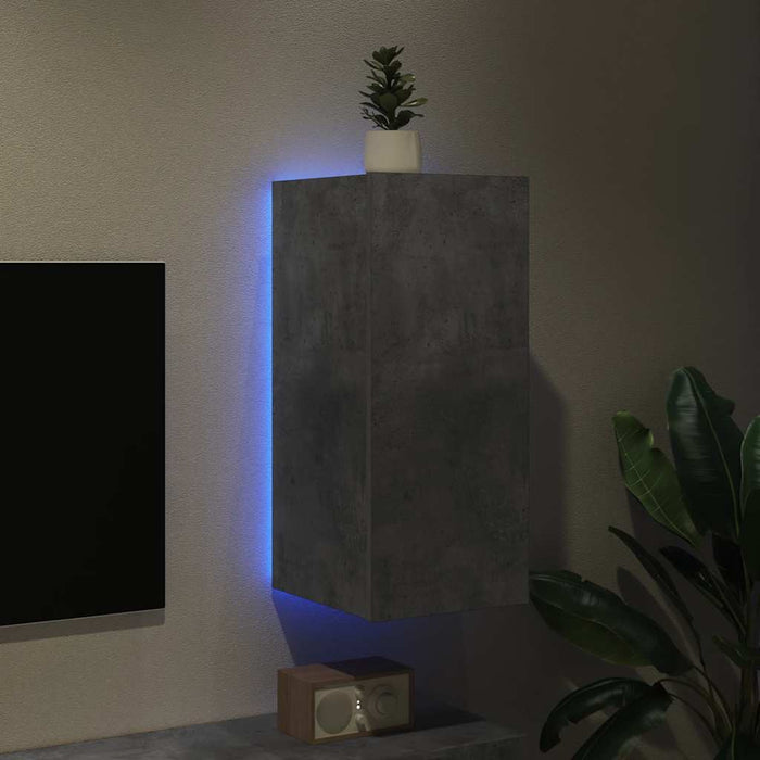 Comodă TV de perete cu lumini LED, gri beton, 30,5x35x70 cm - WALTI WALTI