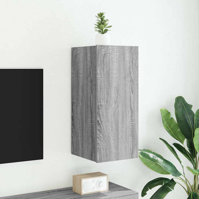 Comodă TV de perete cu lumini LED, gri sonoma, 30,5x35x70 cm - WALTI WALTI