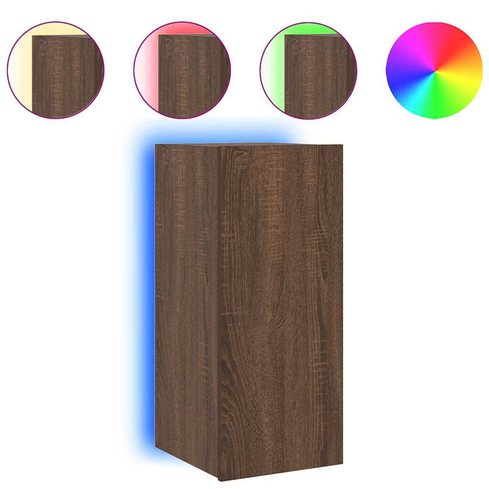 Comodă TV de perete cu lumini LED, stejar maro, 30,5x35x70 cm - WALTI WALTI