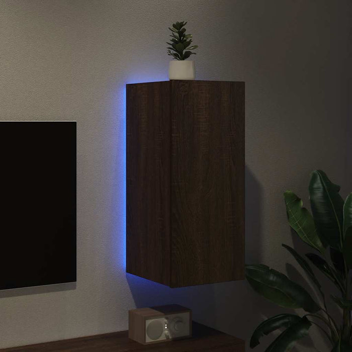 Comodă TV de perete cu lumini LED, stejar maro, 30,5x35x70 cm - WALTI WALTI