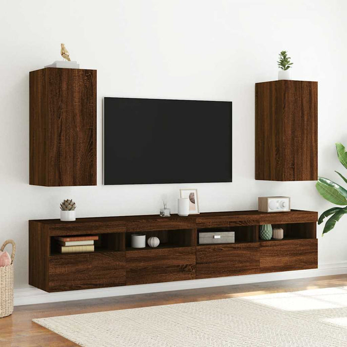 Comodă TV de perete cu lumini LED, stejar maro, 30,5x35x70 cm - WALTI WALTI