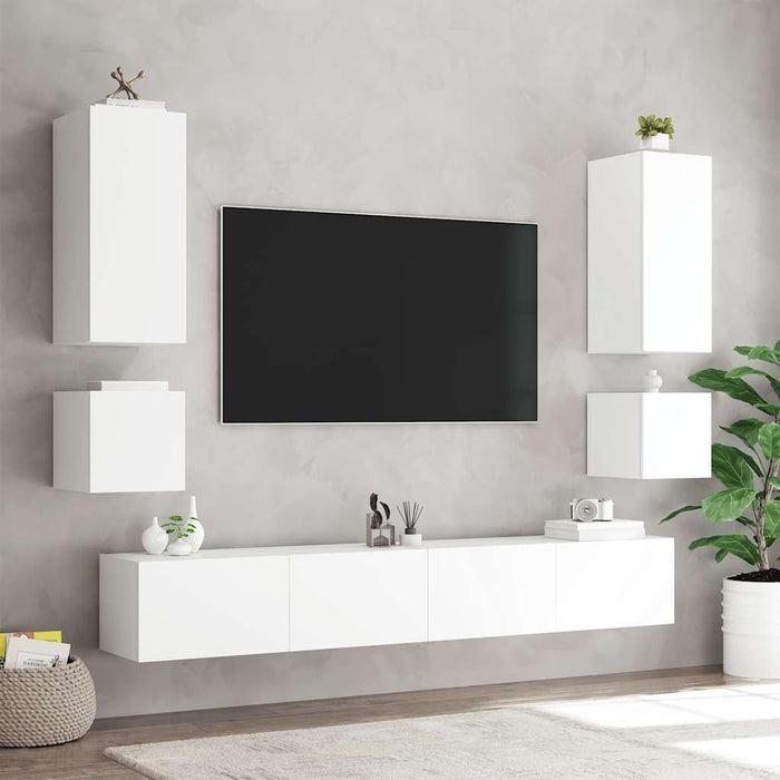 Comodă TV de perete cu lumini LED, alb, 40,5x35x40 cm - WALTI WALTI