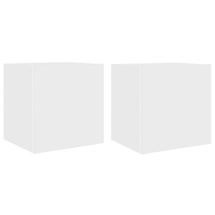 Comode TV de perete cu lumini LED, 2 buc., alb, 40,5x35x40 cm - WALTI WALTI