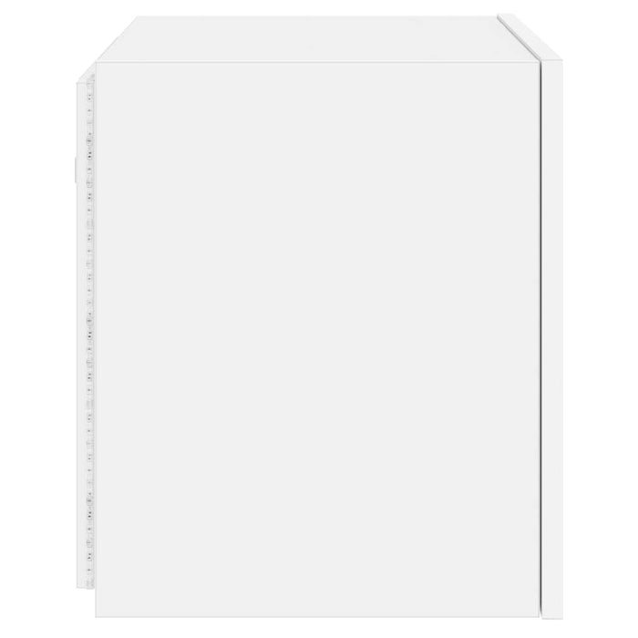 Comode TV de perete cu lumini LED, 2 buc., alb, 40,5x35x40 cm - WALTI WALTI
