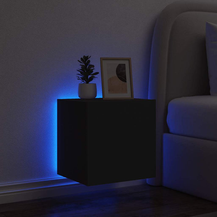 Comodă TV de perete cu lumini LED, negru, 40,5x35x40 cm - WALTI WALTI