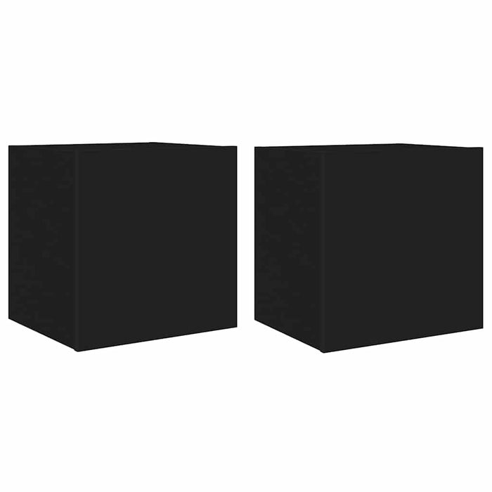 Comode TV de perete cu lumini LED, 2 buc., negru, 40,5x35x40 cm - WALTI WALTI