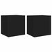 Comode TV de perete cu lumini LED, 2 buc., negru, 40,5x35x40 cm - WALTI WALTI