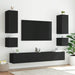 Comode TV de perete cu lumini LED, 2 buc., negru, 40,5x35x40 cm - WALTI WALTI