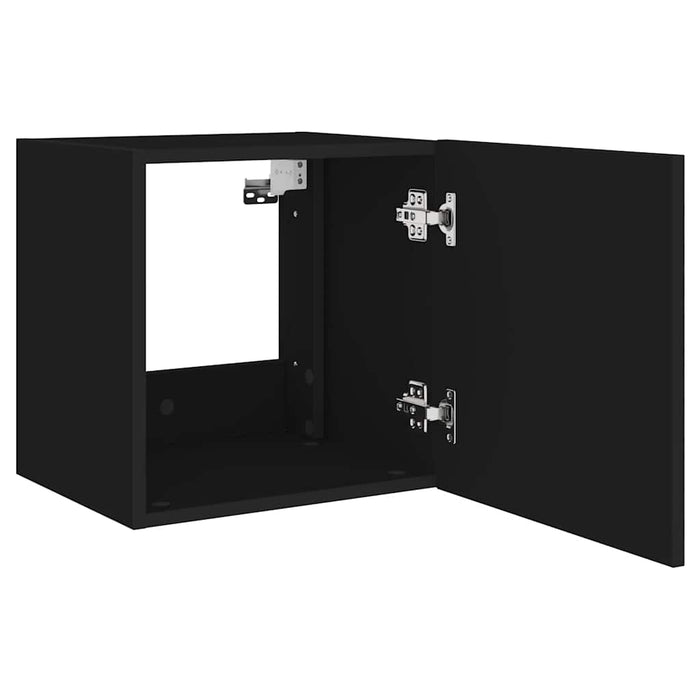 Comode TV de perete cu lumini LED, 2 buc., negru, 40,5x35x40 cm - WALTI WALTI