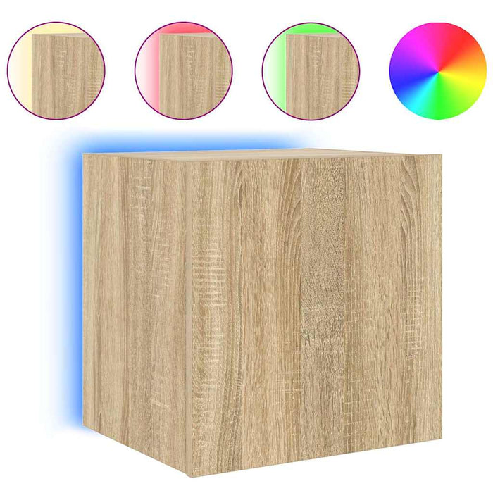 Comodă TV de perete cu lumini LED, stejar sonoma, 40,5x35x40 cm - WALTI WALTI
