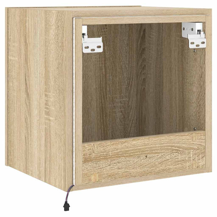 Comodă TV de perete cu lumini LED, stejar sonoma, 40,5x35x40 cm - WALTI WALTI