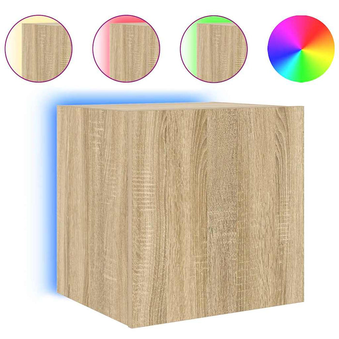 Comodă TV de perete cu LED, 2 buc. stejar sonoma, 40,5x35x40 cm - WALTI WALTI