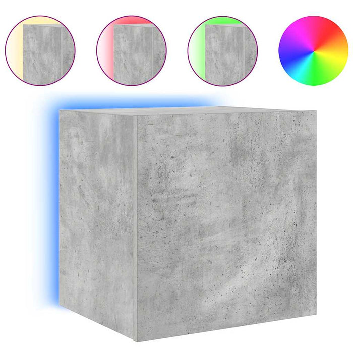 Comodă TV de perete cu lumini LED, gri beton, 40,5x35x40 cm WALTI
