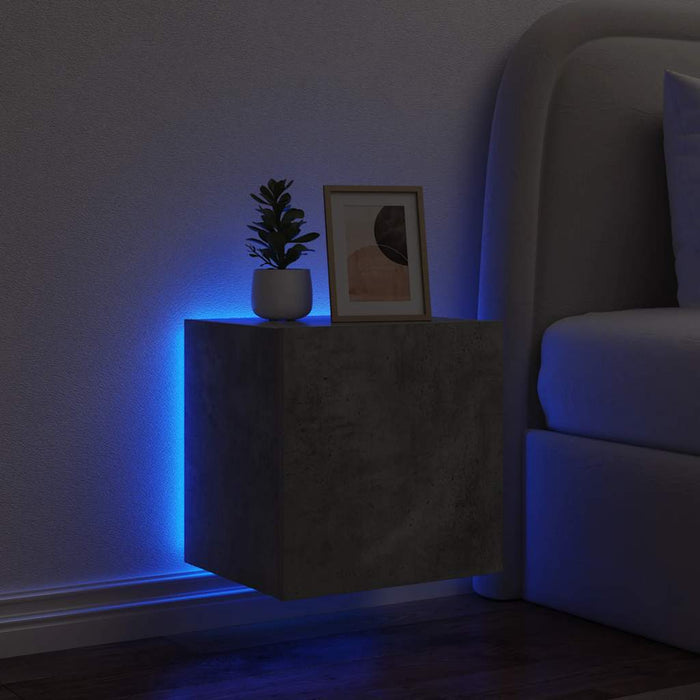 Comodă TV de perete cu lumini LED, gri beton, 40,5x35x40 cm WALTI