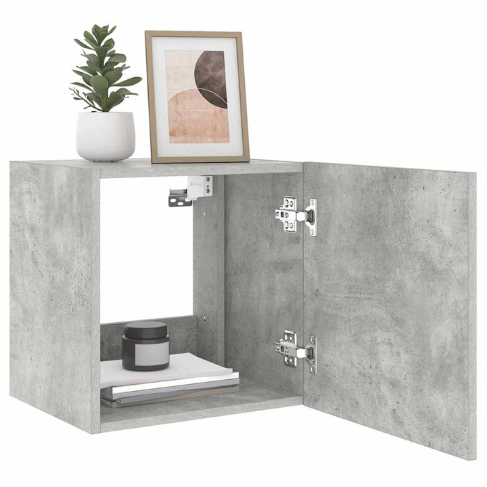 Comodă TV de perete cu lumini LED, gri beton, 40,5x35x40 cm WALTI