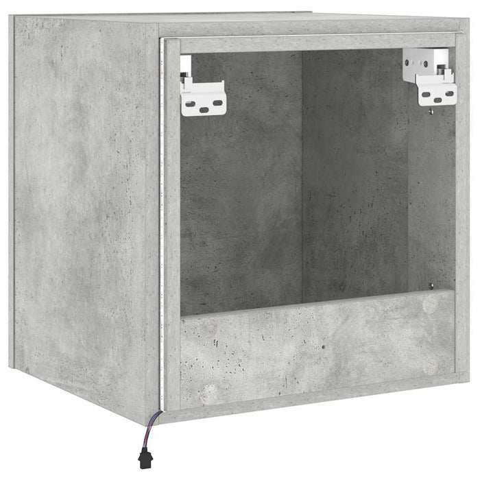 Comodă TV de perete cu lumini LED, gri beton, 40,5x35x40 cm WALTI
