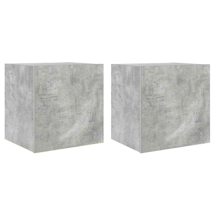Comode TV de perete cu lumini LED 2 buc. gri beton 40,5x35x40cm - WALTI WALTI