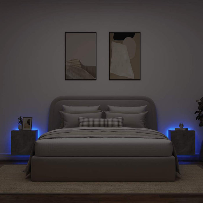 Comode TV de perete cu lumini LED 2 buc. gri beton 40,5x35x40cm - WALTI WALTI
