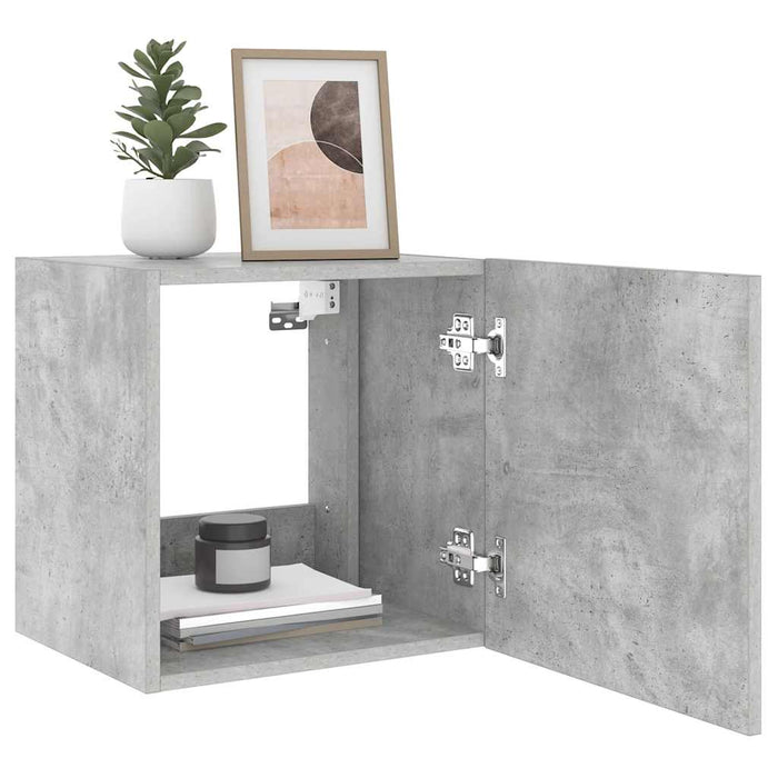 Comode TV de perete cu lumini LED 2 buc. gri beton 40,5x35x40cm - WALTI WALTI