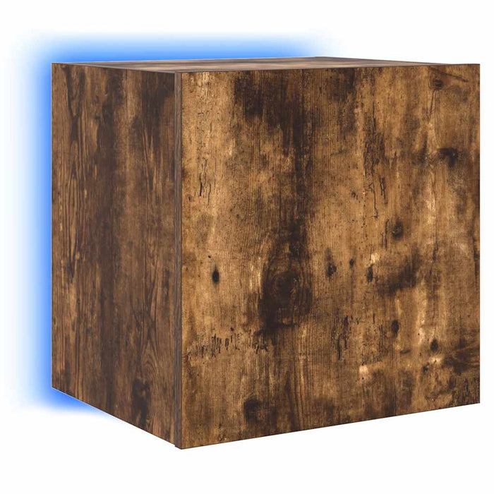 Comodă TV de perete cu lumini LED, stejar fumuriu, 40,5x35x40cm - WALTI WALTI