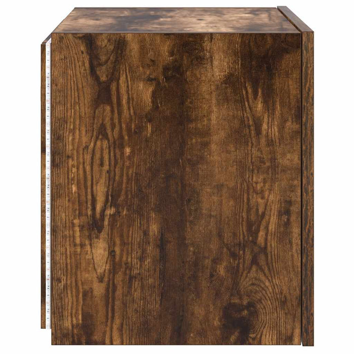 Comodă TV de perete cu lumini LED, stejar fumuriu, 40,5x35x40cm - WALTI WALTI