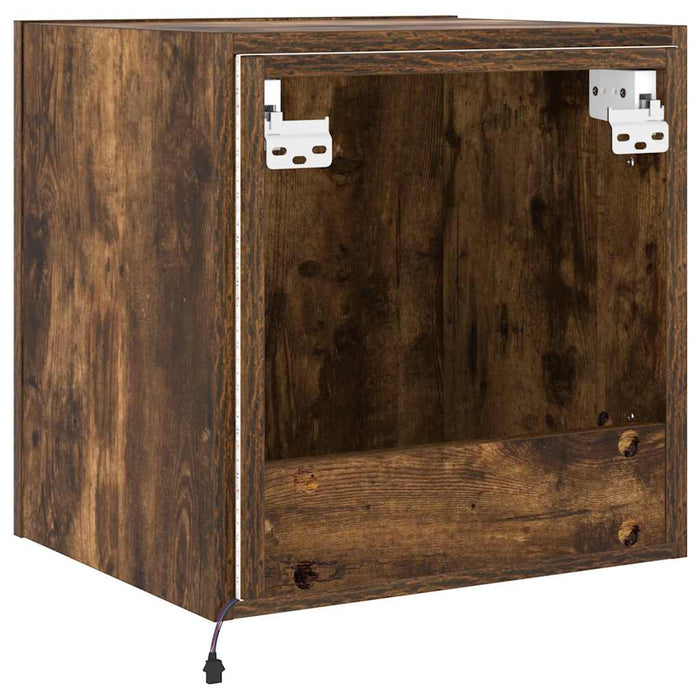 Comodă TV de perete cu lumini LED, stejar fumuriu, 40,5x35x40cm - WALTI WALTI