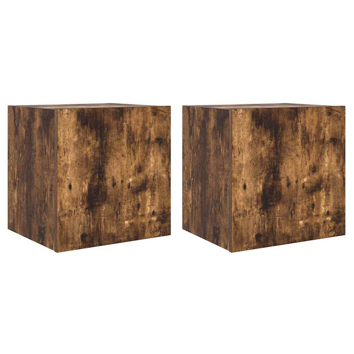 Comodă TV de perete cu LED, 2 buc. stejar fumuriu, 40,5x35x40cm - WALTI WALTI