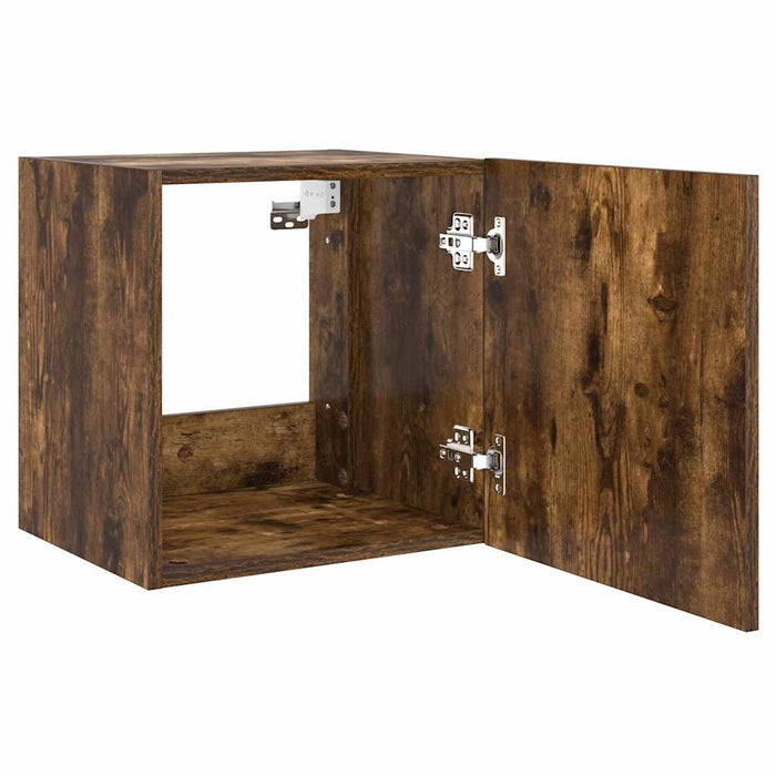 Comodă TV de perete cu LED, 2 buc. stejar fumuriu, 40,5x35x40cm - WALTI WALTI